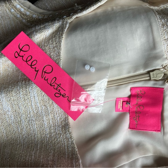 Lilly Pulitzer Dana Shift Gold Metallic Resort Boucle Dress size 8 - Picture 11 of 12